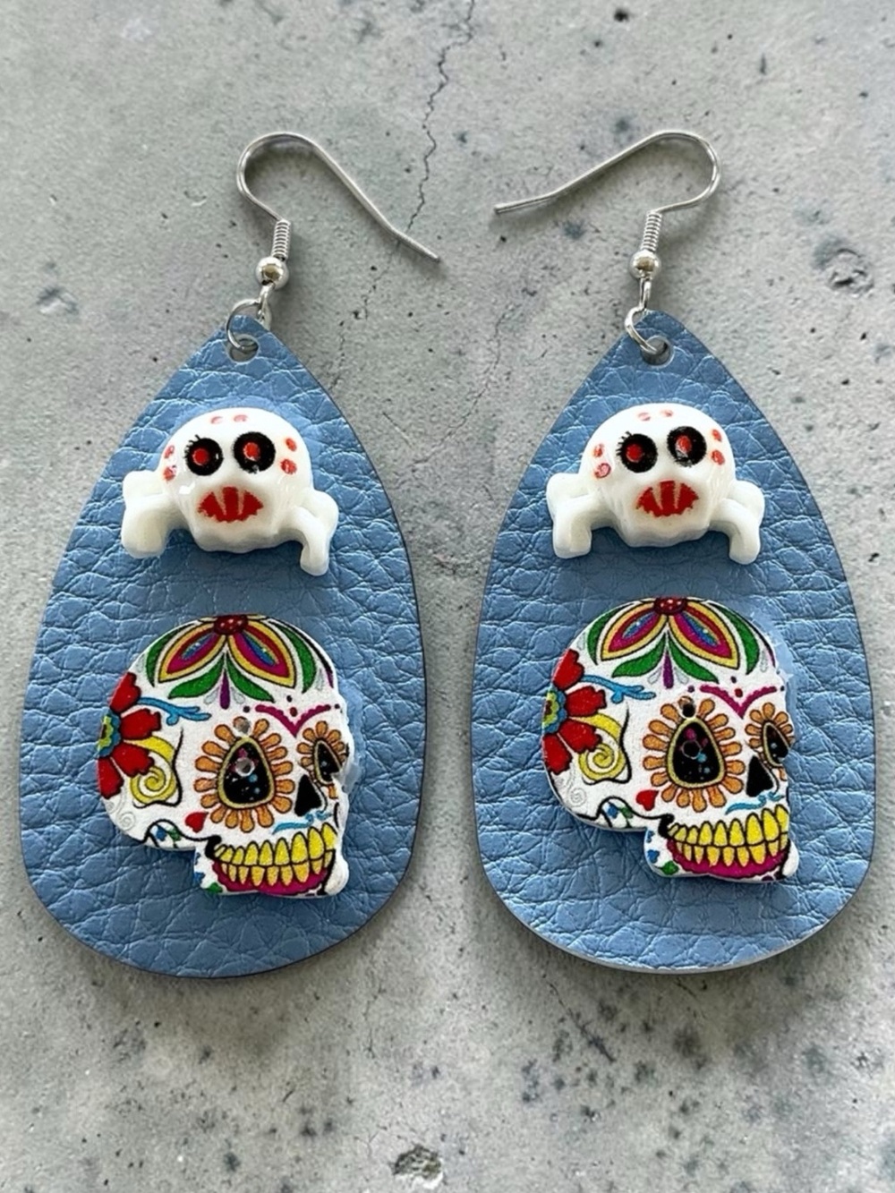 🆕 3D Skulls Faux Leather Dangle Earrings